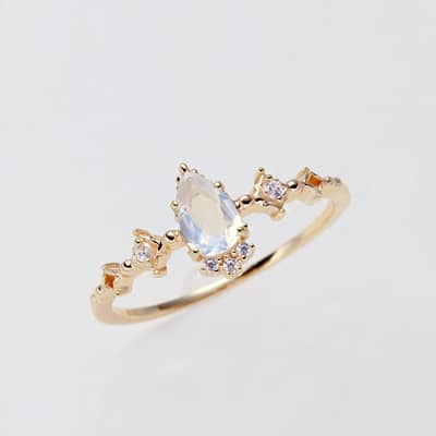 Gemstone 925 Sterling Silver Gold Plated CZ Zircon Moonstone Star Ring detail 2