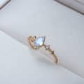 Gemstone 925 Sterling Silver Gold Plated CZ Zircon Moonstone Star Ring 3