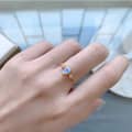 Gemstone 925 Sterling Silver Gold Plated CZ Zircon Moonstone Star Ring 6