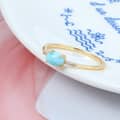 Larimar Gemstone 925 Sterling Silver Gold Plated Sky Clouds Ring 3