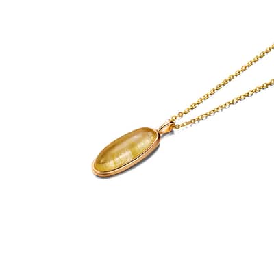 Quartz Gemstone 925 Sterling Silver Gold Plated Geometrical Bar Vintage Necklace detail 5