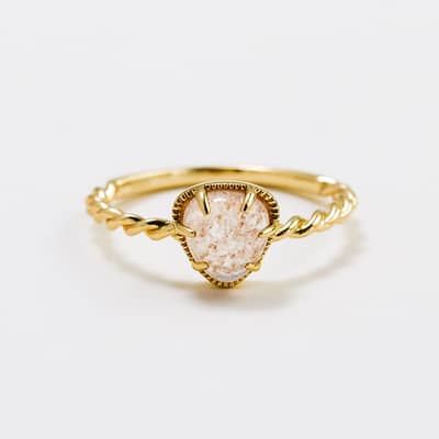Strawberry Quartz Gemstone 925 Sterling Silver Gold Plated Drop Twist Ring detail 4