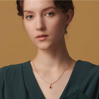 Amber Gemstone 925 Sterling Silver Gold Plated Sun Drop Necklace detail 6