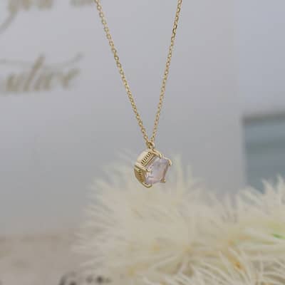 Lavender Amethyst Gemstone 925 Sterling Silver Gold Plated Star Starfish Crystal Necklace detail 3
