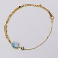 Larimar Gemstone 925 Sterling Silver Gold Plated Geometrical Sky Clouds Bracelet 4