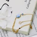 Larimar Gemstone 925 Sterling Silver Gold Plated Geometrical Sky Clouds Bracelet 6
