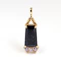 Blue Aventurine Gemstone 925 Sterling Silver Gold Plated Geometrical Triangle Trapezoid Necklace 2