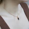 Blue Aventurine Gemstone 925 Sterling Silver Gold Plated Geometrical Triangle Trapezoid Necklace 5