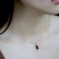 Blue Aventurine Gemstone 925 Sterling Silver Gold Plated Geometrical Triangle Trapezoid Necklace 6