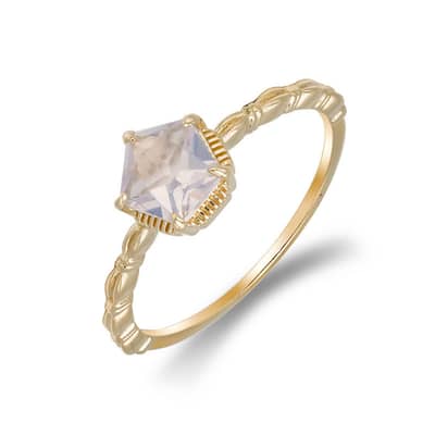 Lavender Amethyst Gemstone 925 Sterling Silver Gold Plated Star Starfish Crystal Ring