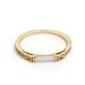 Shell Gemstone 925 Sterling Silver Gold Plated Strip Ring 4