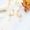 Quartz Gemstone 925 Sterling Silver Gold Plated Vintage Geometric Sky Clouds Stud Earrings 2