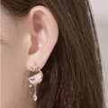 Quartz Gemstone 925 Sterling Silver Gold Plated Vintage Geometric Sky Clouds Stud Earrings 4