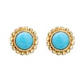 Turquoise Gemstone 925 Sterling Silver Gold Plated Flower Earrings 1