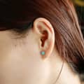 Turquoise Gemstone 925 Sterling Silver Gold Plated Flower Earrings 6
