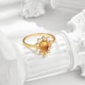 Amber Gemstone 925 Sterling Silver Gold Plated Sun Drop Ring 2