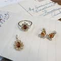 Amber Gemstone 925 Sterling Silver Gold Plated Sun Drop Ring 3
