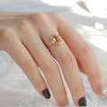 Amber Gemstone 925 Sterling Silver Gold Plated Sun Drop Ring 5