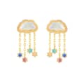 Gemstone 925 Sterling Silver Gold Plated CZ Zircon Shell Stud Earrings Vintage Geometric Design 1