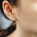 Gemstone 925 Sterling Silver Gold Plated CZ Zircon Shell Stud Earrings Vintage Geometric Design 3