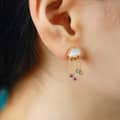 Gemstone 925 Sterling Silver Gold Plated CZ Zircon Shell Stud Earrings Vintage Geometric Design 5
