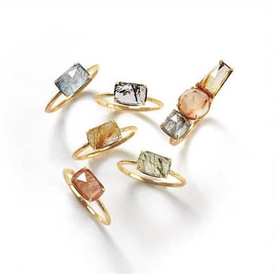 Rutilated Quartz Gemstone 925 Sterling Silver Gold Plated Rainbow Ring detail 1