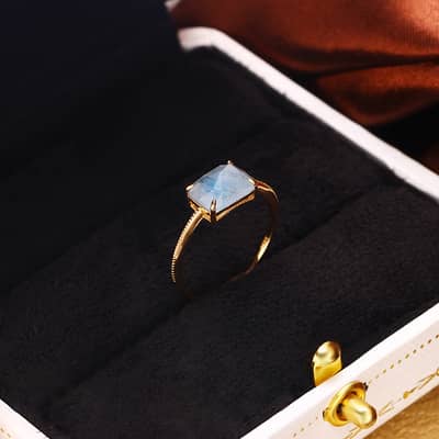 Rutilated Quartz Gemstone 925 Sterling Silver Gold Plated Rainbow Ring detail 4