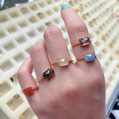 Rutilated Quartz Gemstone 925 Sterling Silver Gold Plated Rainbow Ring detail 5