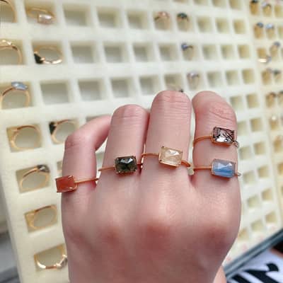 Rutilated Quartz Gemstone 925 Sterling Silver Gold Plated Rainbow Ring detail 6