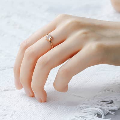 Gemstone 925 Sterling Silver Gold Plated CZ Zircon Moonstone Crystal Ring detail 6