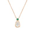 Prehnite Gemstone 925 Sterling Silver Gold Plated Geometrical CZ Zircon Necklace 1