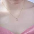 Prehnite Gemstone 925 Sterling Silver Gold Plated Geometrical CZ Zircon Necklace 3