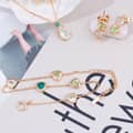 Prehnite Gemstone 925 Sterling Silver Gold Plated Geometrical CZ Zircon Necklace 5