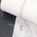 Prehnite Gemstone 925 Sterling Silver Gold Plated Geometrical CZ Zircon Necklace 6