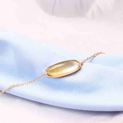 Rutilated Quartz Gemstone 925 Sterling Silver Gold Plated Geometrical Bar Bracelet detail 3
