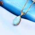 Amazonite Gemstone 925 Sterling Silver Gold Plated Geometrical Drop Necklace 2