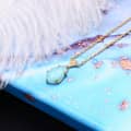 Amazonite Gemstone 925 Sterling Silver Gold Plated Geometrical Drop Necklace 4