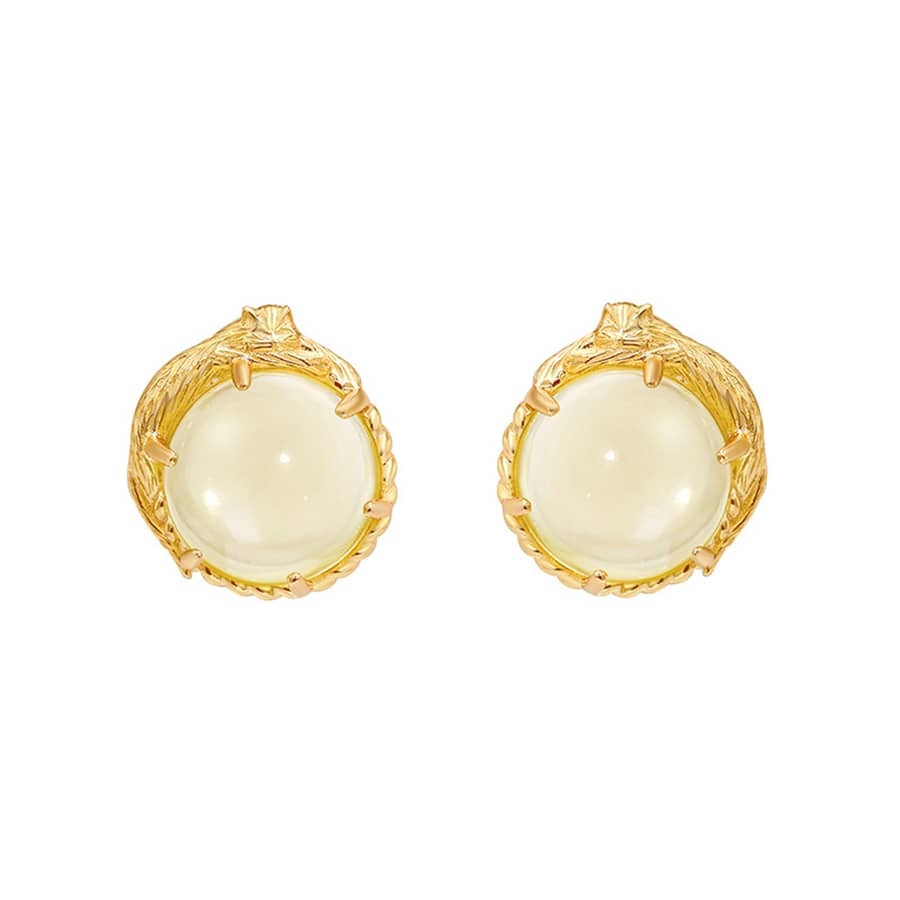 Vintage 925 Sterling Silver Gold Plated Stud Cute Cat Earrings - main