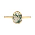 Moss Agate Gemstone 925 Sterling Silver Gold Plated Geometric Oval Crystal Ring 1