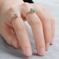 Moss Agate Gemstone 925 Sterling Silver Gold Plated Geometric Oval Crystal Ring 4
