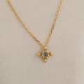 Apatite Gemstone 925 Sterling Silver Gold Plated Cross Flower Crystal Necklace 3