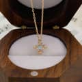 Apatite Gemstone 925 Sterling Silver Gold Plated Cross Flower Crystal Necklace 6