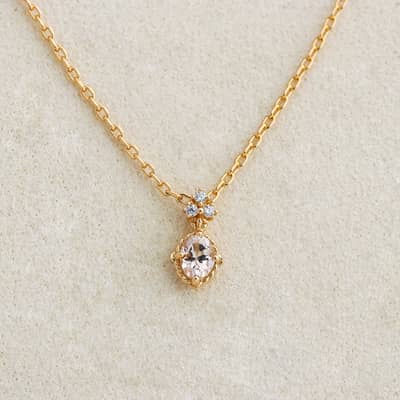 Morganite Gemstone 925 Sterling Silver Gold Plated Geometrical CZ Zircon Vintage Necklace detail 5
