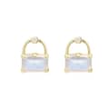 Moonstone Gemstone 925 Sterling Silver Gold Plated Cute Bag Clouds Earrings 1