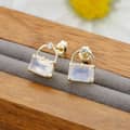 Moonstone Gemstone 925 Sterling Silver Gold Plated Cute Bag Clouds Earrings 4