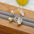 Moonstone Gemstone 925 Sterling Silver Gold Plated Cute Bag Clouds Earrings 6