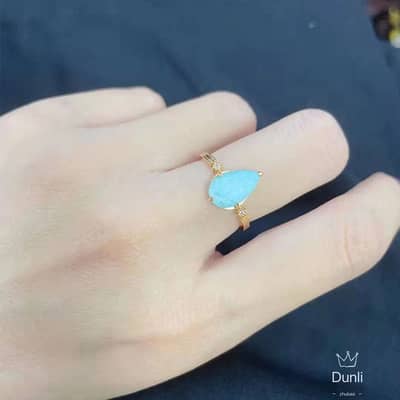 Amazonite Gemstone 925 Sterling Silver Gold Plated Geometrical Drop Ring detail 3