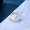 Amazonite Gemstone 925 Sterling Silver Gold Plated Geometrical Drop Ring 4
