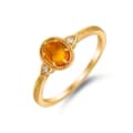Gemstone 925 Sterling Silver Gold Plated Vintage Oval Amber Twig Ring 1