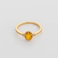 Gemstone 925 Sterling Silver Gold Plated Vintage Oval Amber Twig Ring 2